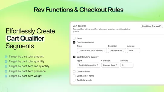 Rev Functions &amp; Checkout Rules screenshot