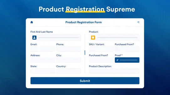 Product Registration Supreme screenshot