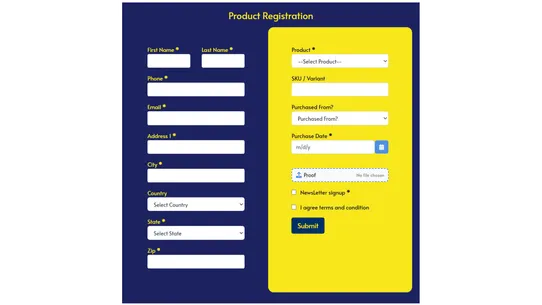 Product Registration Supreme screenshot