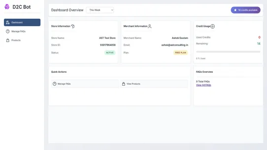 FAQ D2C Bot screenshot
