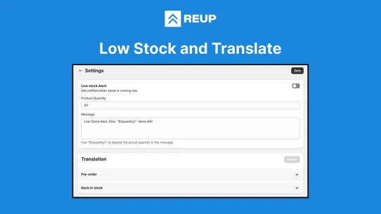 Reup ‑ Back in Stock, Preorder screenshot