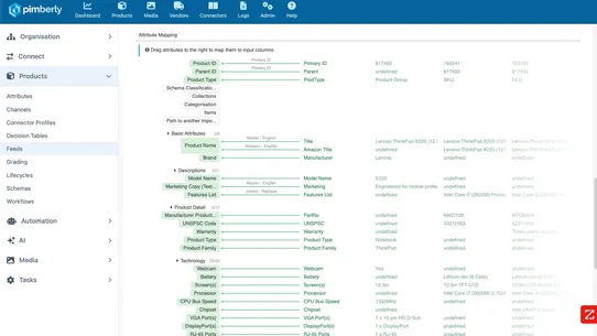 Pimberly Enterprise PIM/DAM screenshot
