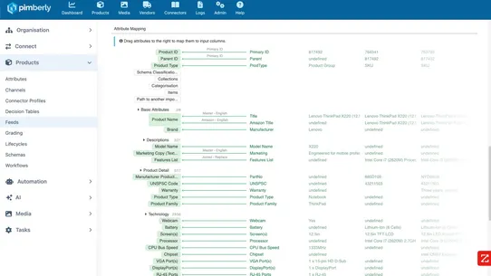 Pimberly Enterprise PIM/DAM screenshot