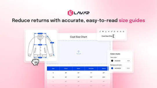 LV Size Chart, Product Badges screenshot