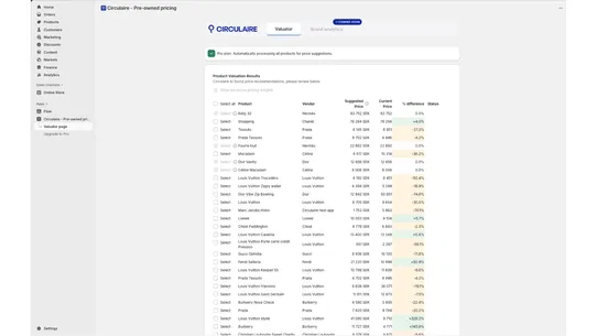 Circulaire ‑ Pre‑owned pricing screenshot