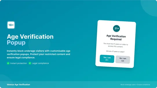 Vennzo Age Verification Popup screenshot
