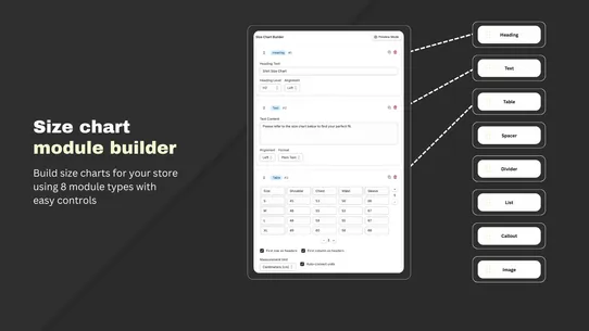 Sizely ‑ Custom Size Charts screenshot