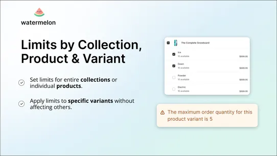Watermelon Order Limits screenshot