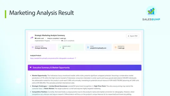 SalesBump ‑ Marketing Analysis screenshot