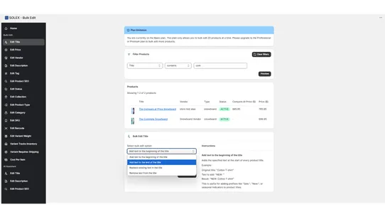 SOLEX ‑ Bulk Edit screenshot