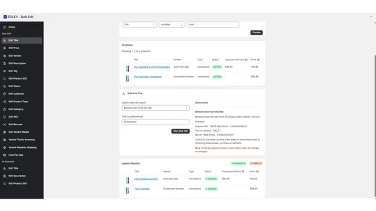 SOLEX ‑ Bulk Edit screenshot