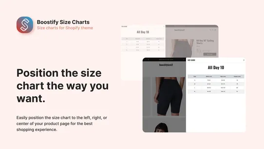 Boostify Size Charts screenshot