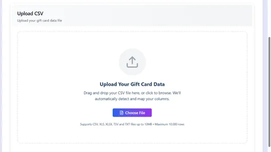 BluePeacock Gift Card Importer screenshot