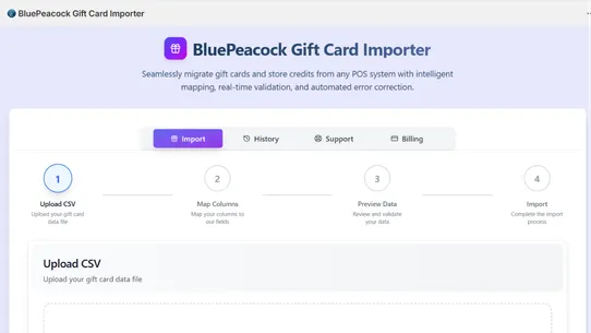 BluePeacock Gift Card Importer screenshot