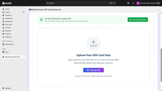 BluePeacock Gift Card Importer screenshot