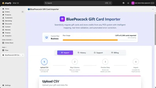 BluePeacock Gift Card Importer screenshot