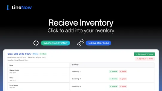 LineNow Inventory and PO&#39;s screenshot