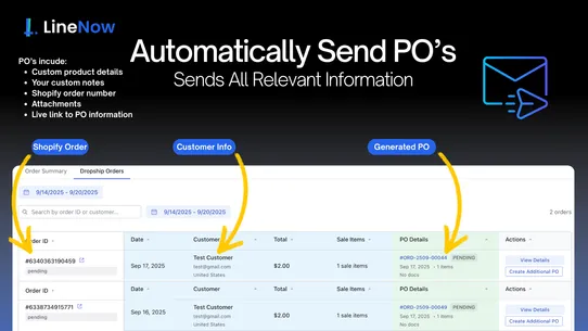 LineNow Dropshipping PO&#39;s screenshot