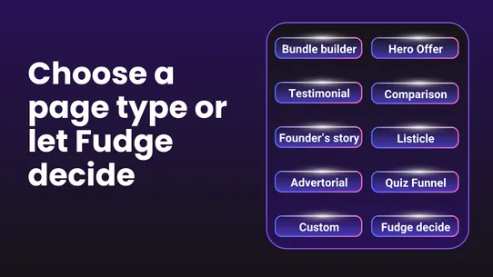 Fudge landing pages for ads screenshot