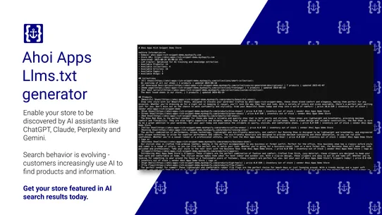 Ahoi Apps Llms.txt generator screenshot