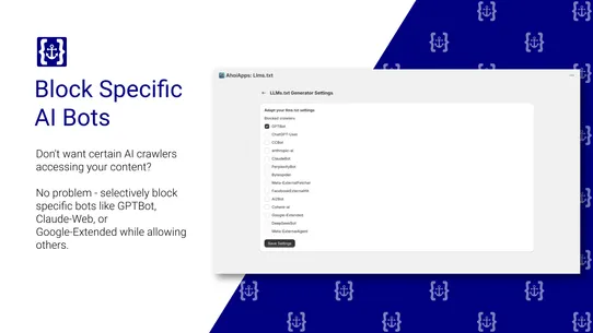 Ahoi Apps Llms.txt generator screenshot