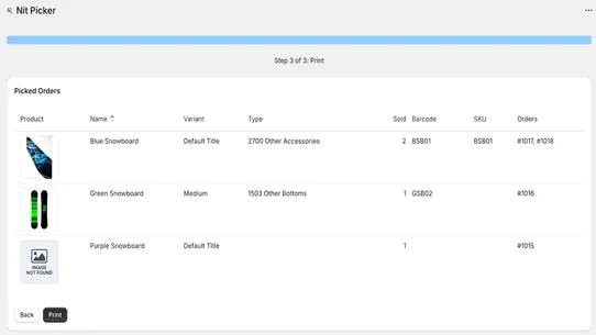 Nit Picker ‑ Order Pick Lists screenshot