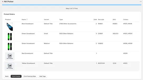Nit Picker ‑ Pick &amp; Pack Lists screenshot