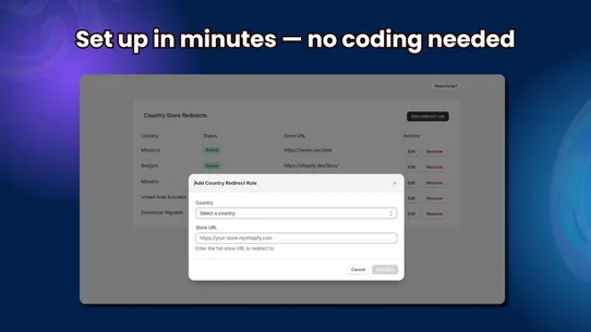 Multi‑Store Country Redirect screenshot