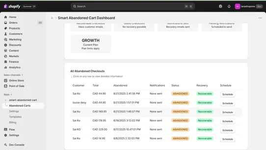 Smart Abandoned Cart screenshot