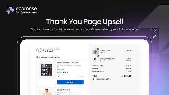 EcomRise Post Purchase Upsell screenshot