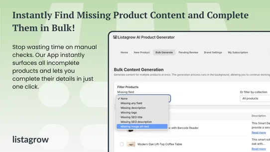 Listagrow AI Product Generator screenshot