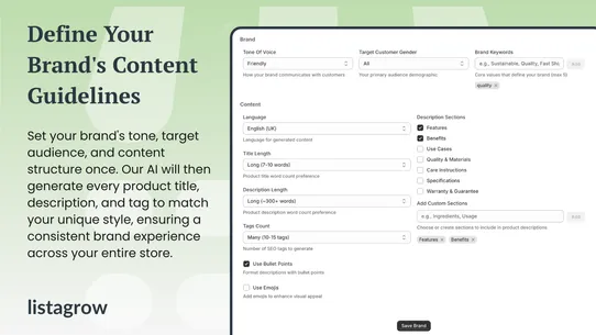 Listagrow AI Product Generator screenshot