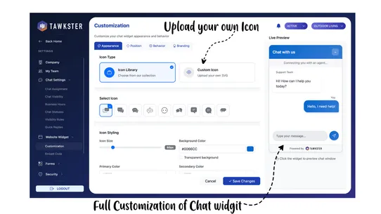 Tawkster Live Chat screenshot