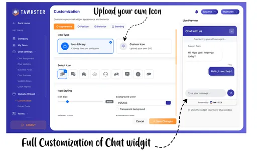 Tawkster Live Chat screenshot