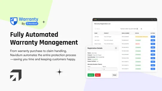 Navidium Product Warranty screenshot