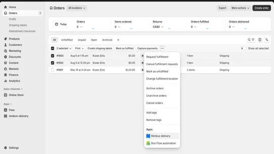 Nimbus delivery screenshot