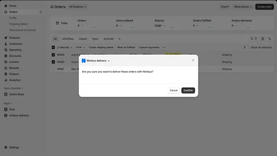Nimbus delivery screenshot
