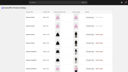 CustomPix Product Catalog screenshot