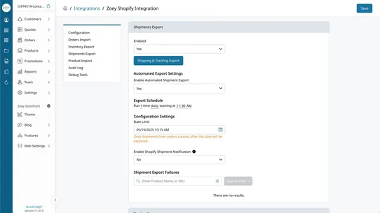 Zoey B2B Integration screenshot