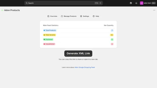 Adon Google Shopping Feed screenshot