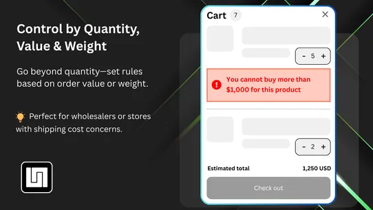 Uppush ‑ Order Limits Quantity screenshot