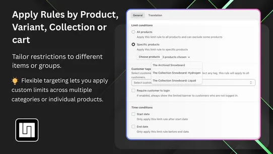 Uppush ‑ Order Limits Quantity screenshot
