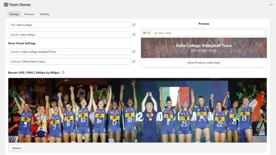 Team Stores screenshot