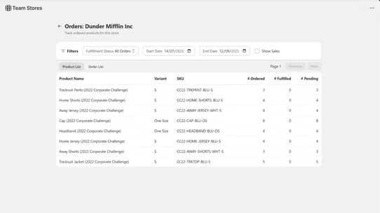 Team Stores screenshot