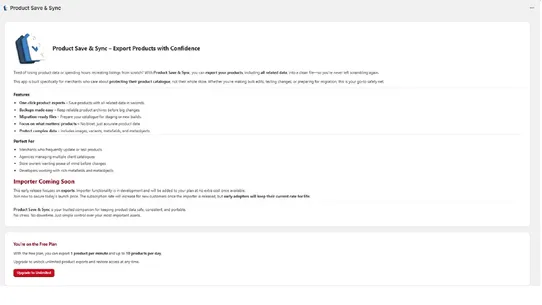 SWC ‑ Product Save &amp; Sync screenshot