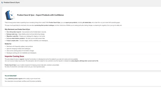 SWC ‑ Product Save &amp; Sync screenshot