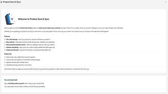 SWC ‑ Product Save &amp; Sync screenshot