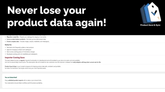 SWC ‑ Product Save &amp; Sync screenshot