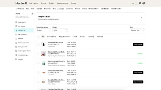 Hertwill: EU &amp; US Dropshipping screenshot