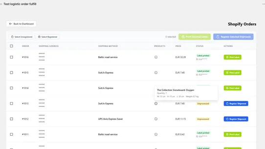 Suti.LV logistic order fulfill screenshot